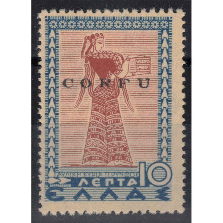 CORFU (ITALIAN WEST) 1941 10 lepta pink and blue (TIPY) MNH** ©