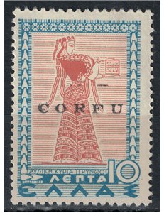 CORFU' (OCC. ITALIANA) 1941 10 lepta rosa e azzurro (TIPY) MH* ©