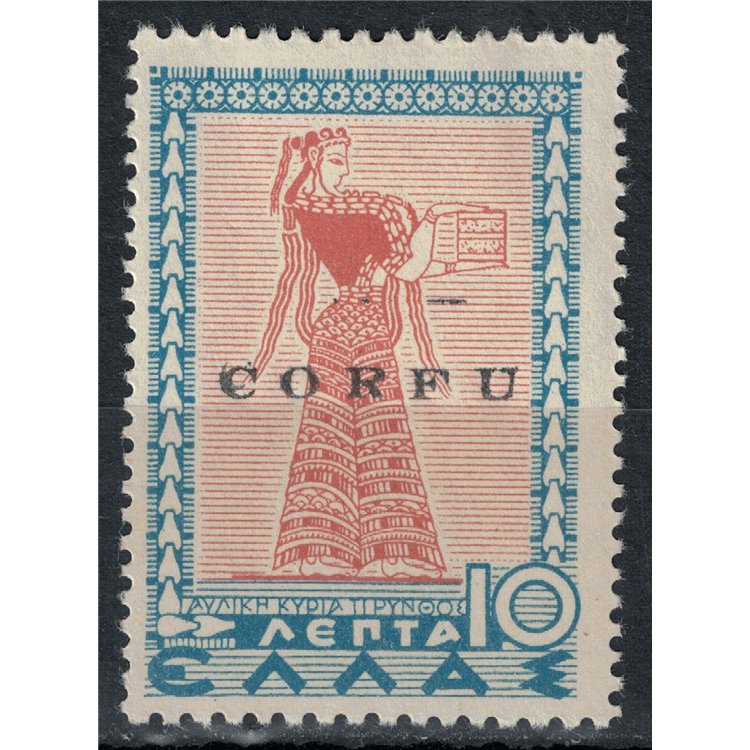CORFU' (ITALIAN WEST) 1941 10 lepta pink and blue (TIPY) MH* ©