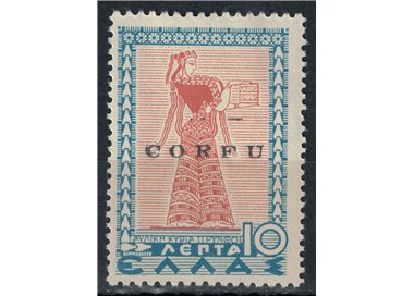 CORFU' (ITALIAN WEST) 1941 10 lepta pink and blue (TIPY) MH* ©