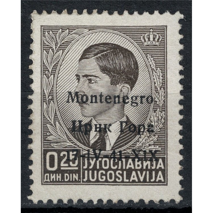 MONTENEGRO 1941 Variety 25p black (Црнк) MH* ©