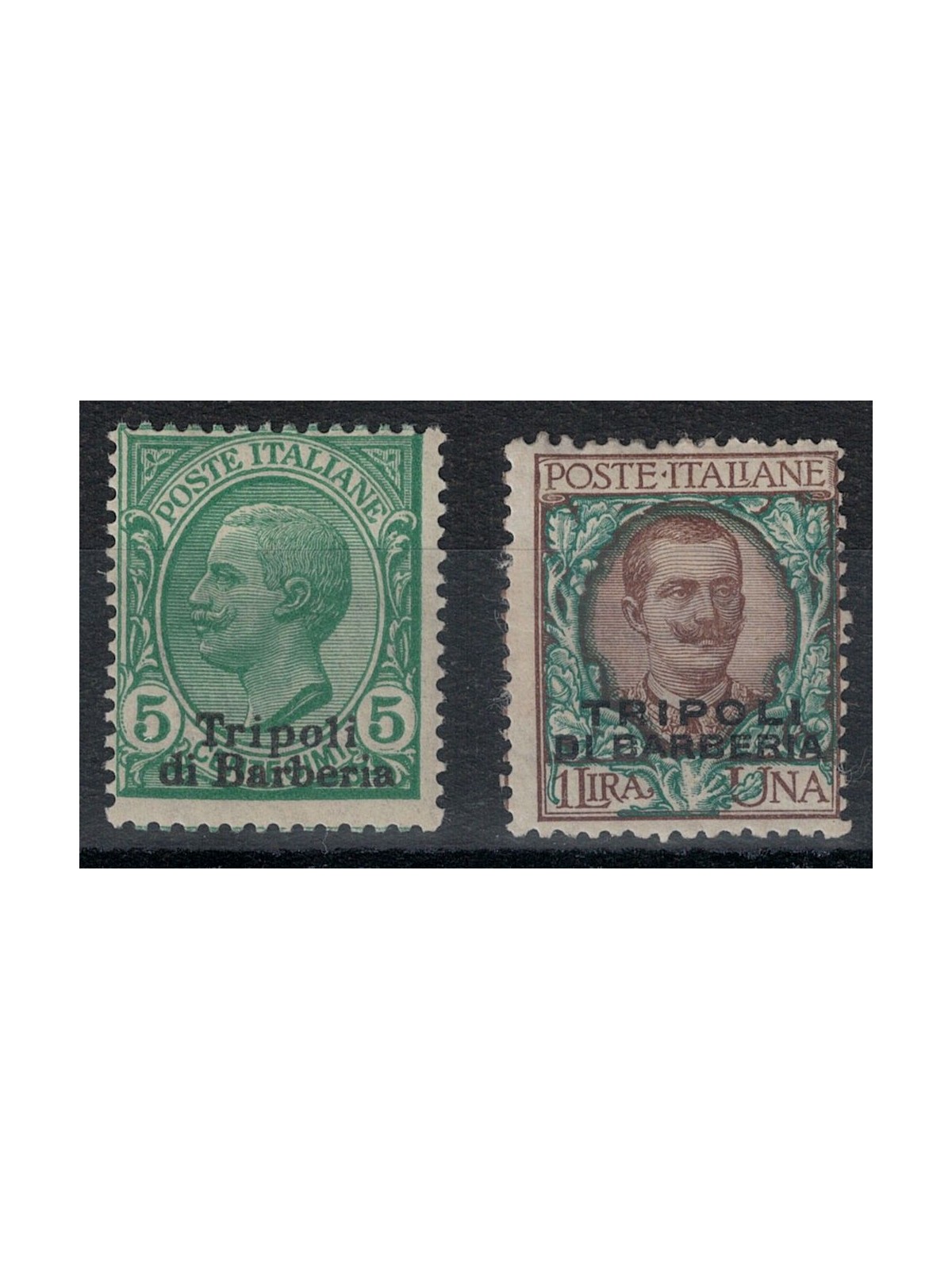LEVANTE (TRIPOLI DI BARBERIA) 1909 5c green + 1£ brown 2v MH* ©