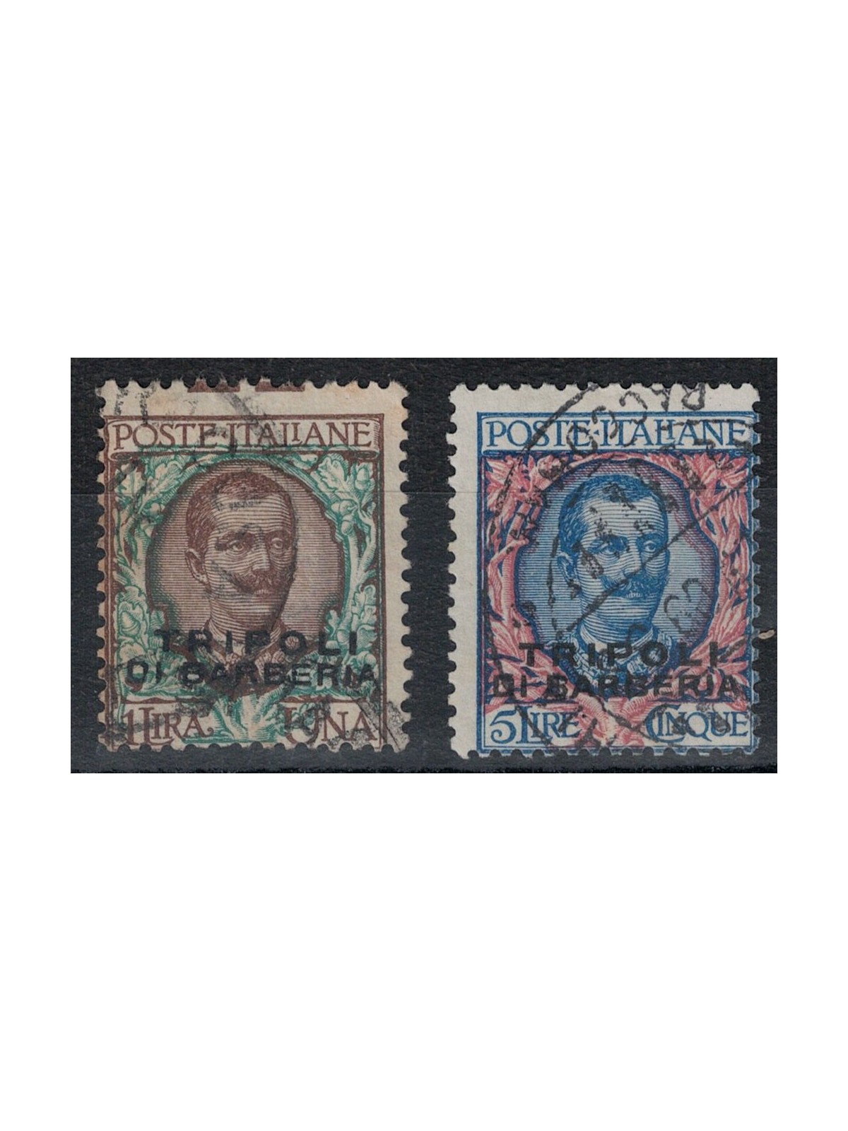 LEVANTE (TRIPOLI DI BARBERIA) 1909 1£ brown + 5£ ultramarine 2v us ©
