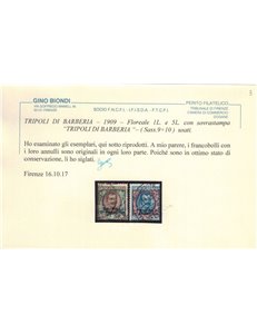 LEVANTE (TRIPOLI DI BARBERIA) 1909 1₤ bruno + 5₤ oltremare 2v us ©