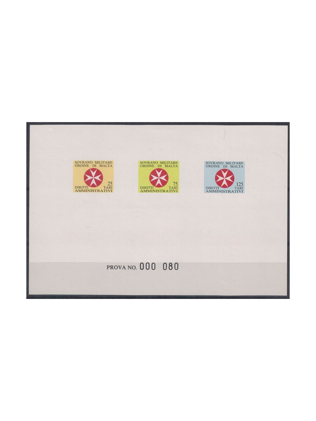 SMOM 1982 Proof of stamps for administrative documents MNH**