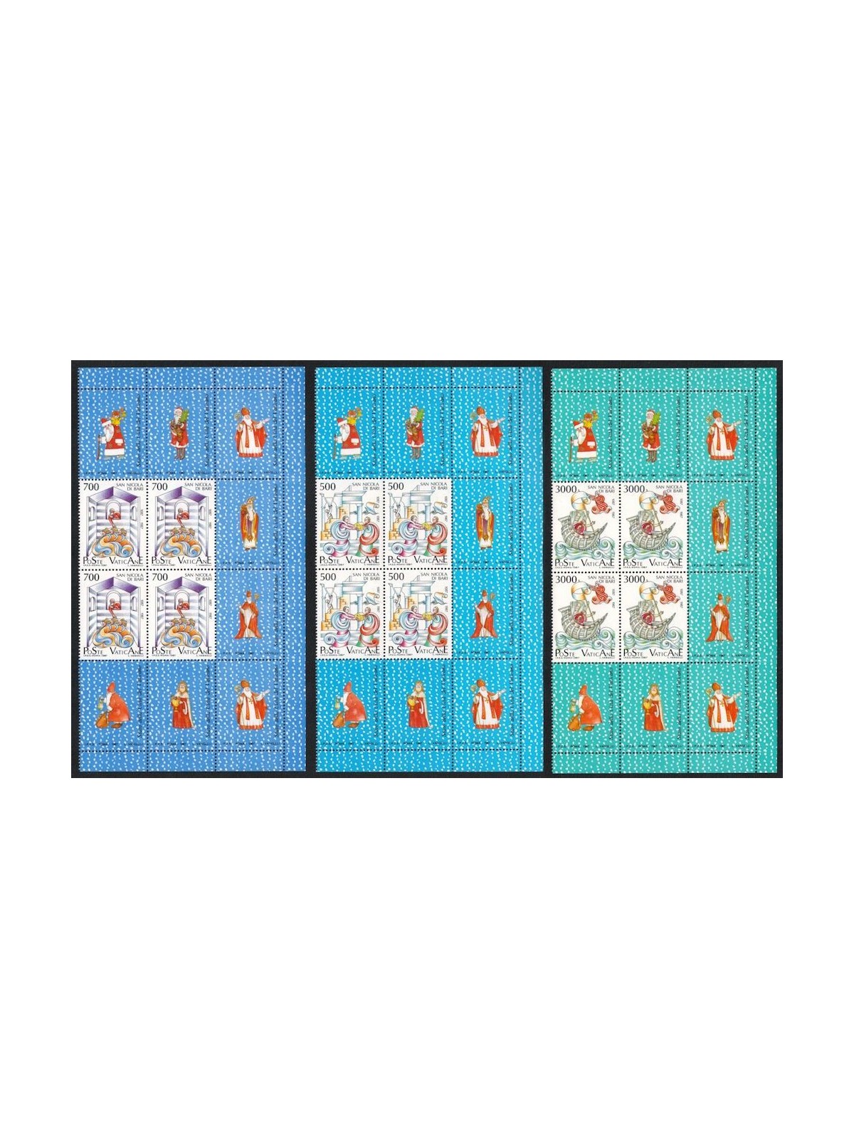 VATICAN 1987 St. Nicholas of Myra (in block of four) 3v MNH**
