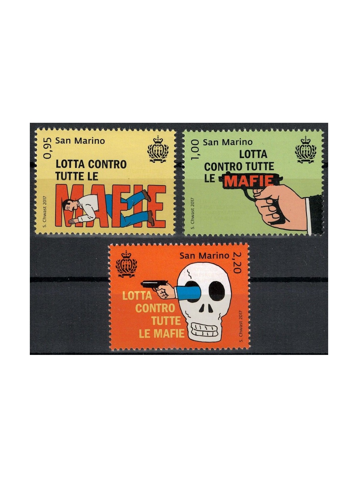 SAN MARINO 2017 Lotta contro le mafie 3v MNH**