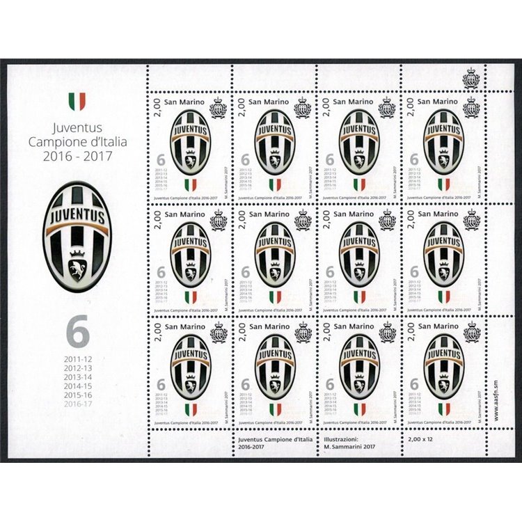 SAN MARINO 2017 Juventus Italian Champion m/s MNH**