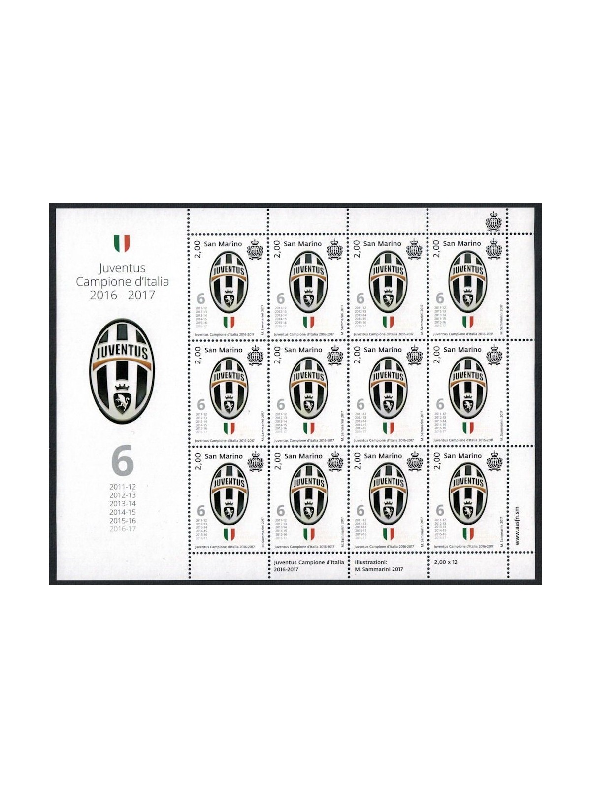 SAN MARINO 2017 Juventus Italian Champion m/s MNH**
