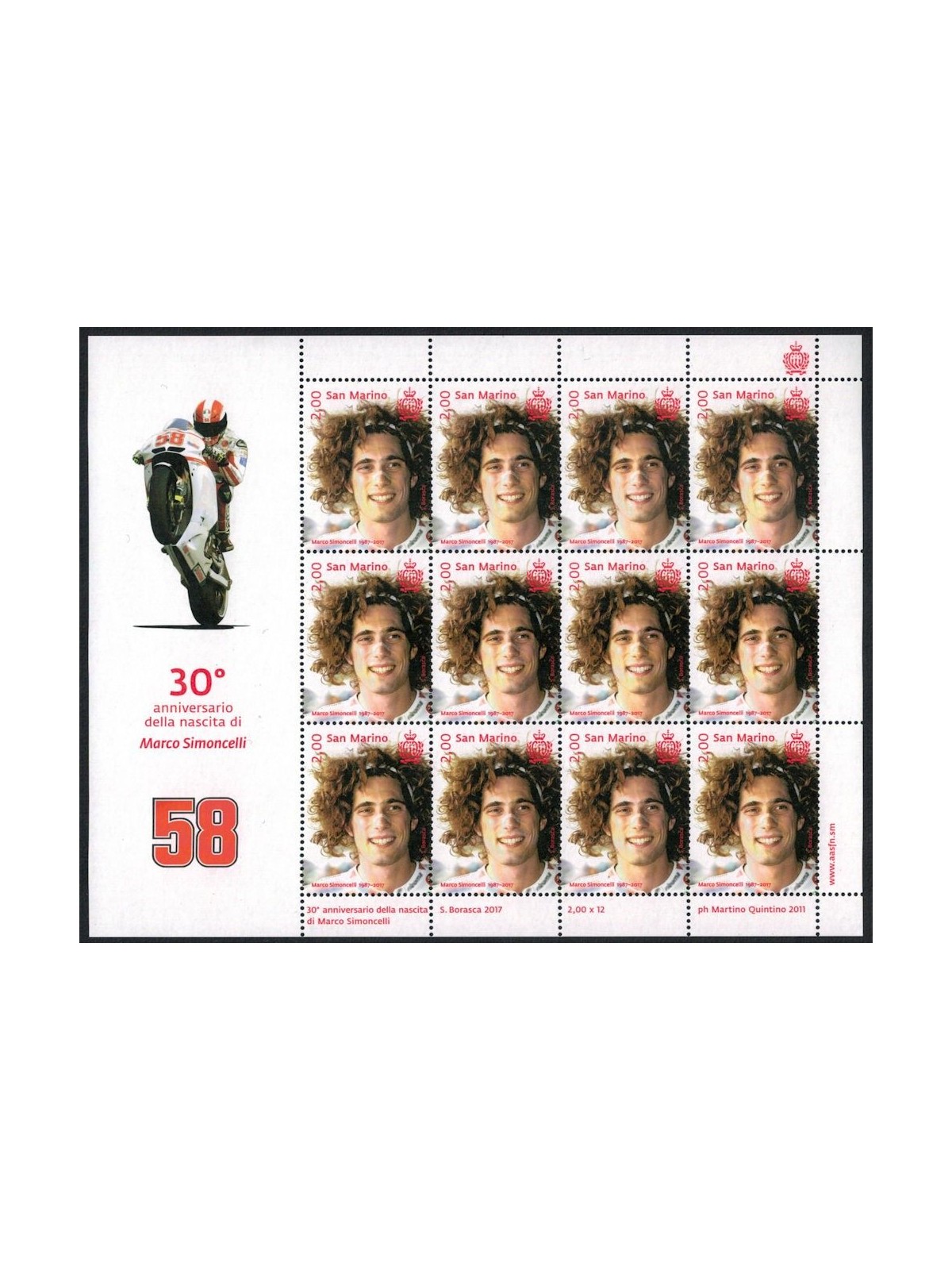 SAN MARINO 2017 Marco Simoncelli MF MNH**