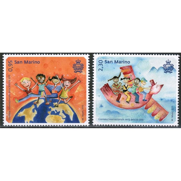 SAN MARINO 2015 Giornata internazionale della felicità 2v MNH**