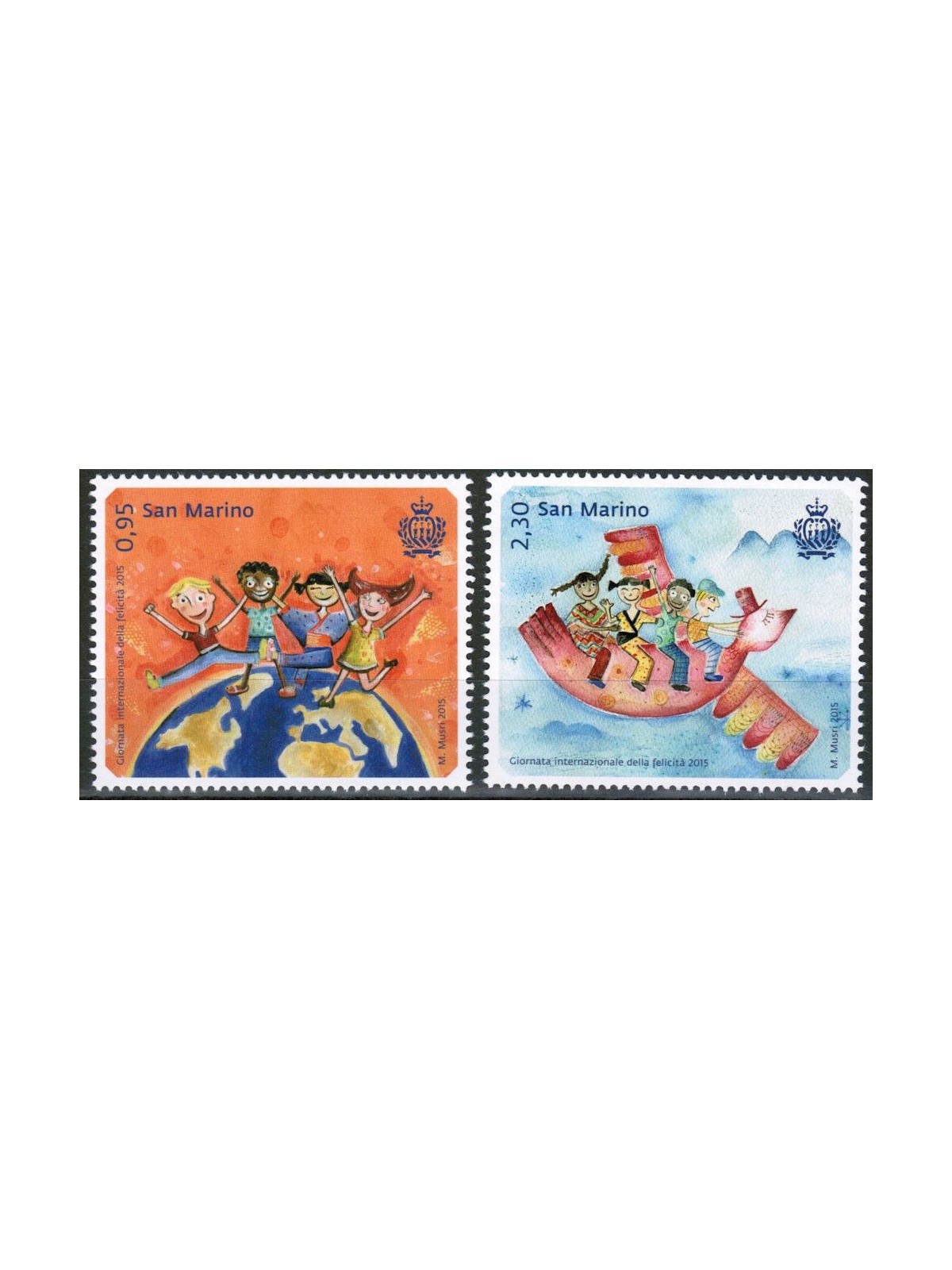 SAN MARINO 2015 International Day of Happiness 2v MNH**
