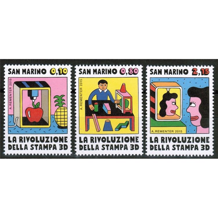 SAN MARINO 2015 The 3D Printing Revolution 3v MNH**