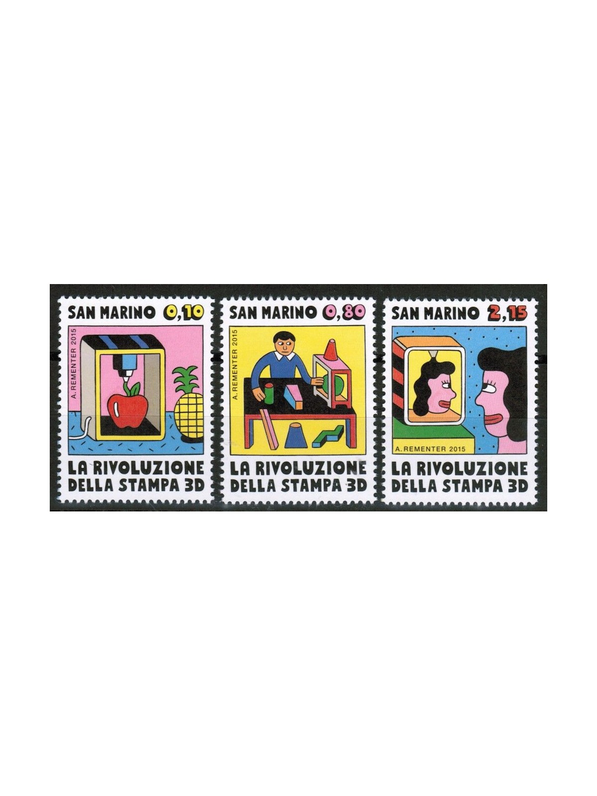 SAN MARINO 2015 The 3D Printing Revolution 3v MNH**