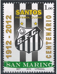 SAN MARINO 2012 Santos Football Club MNH**