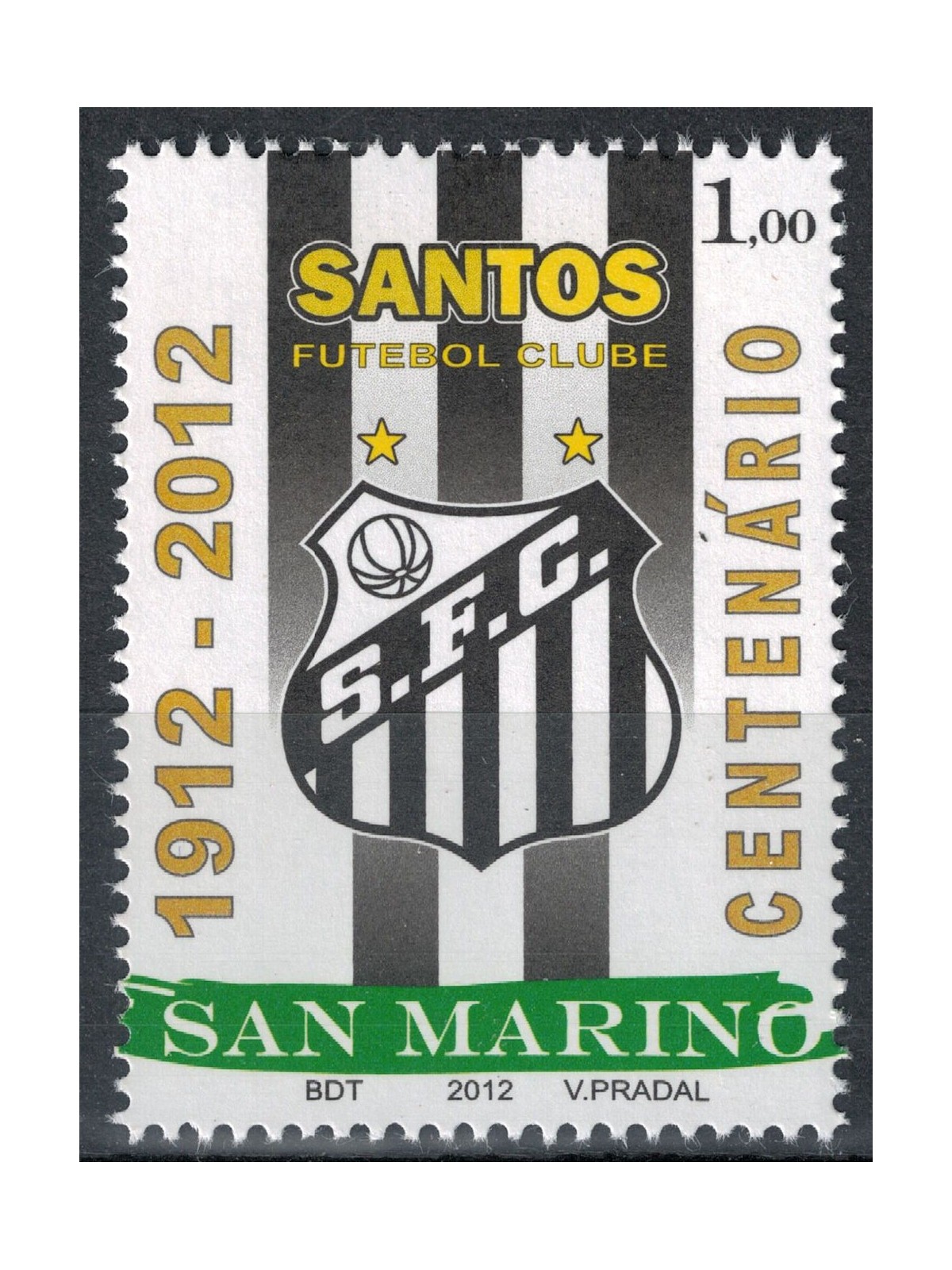 SAN MARINO 2012 Santos Football Club MNH**