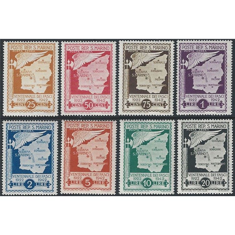 SAN MARINO 1943 Twentieth Anniversary of the Fasci (airmail) 8v MH*