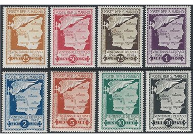 SAN MARINO 1943 Ventennale dei Fasci (posta aerea) 8v MH*