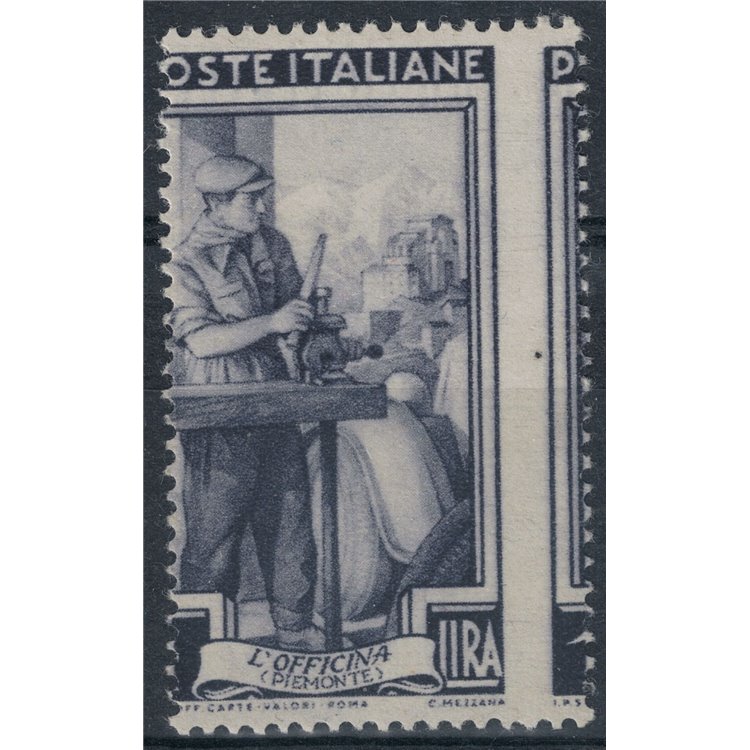 ITALIA 1950 Italia al lavoro 1£ Varietà MH*