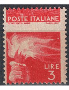 ITALY 1945 Democratic £3 (perforated fort. moved) MH*
