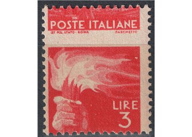 ITALY 1945 Democratic £3 (perforated fort. moved) MH*