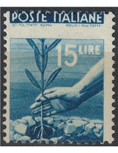 ITALY 1945 Democratic £15 (perforated fort moved) MH*