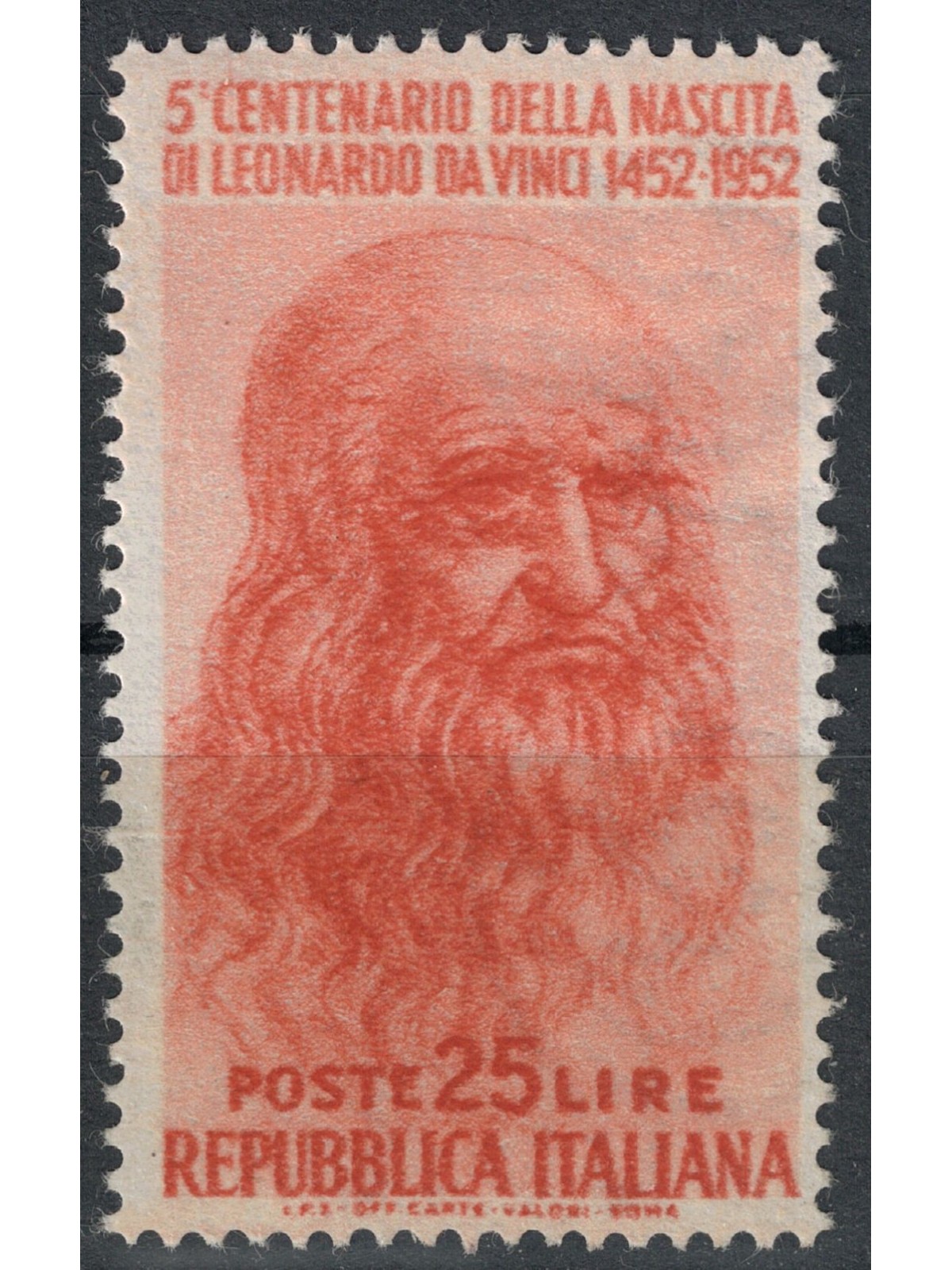 ITALIA 1952 Leonardo da Vinci £25 (3ª tiratura) MH*