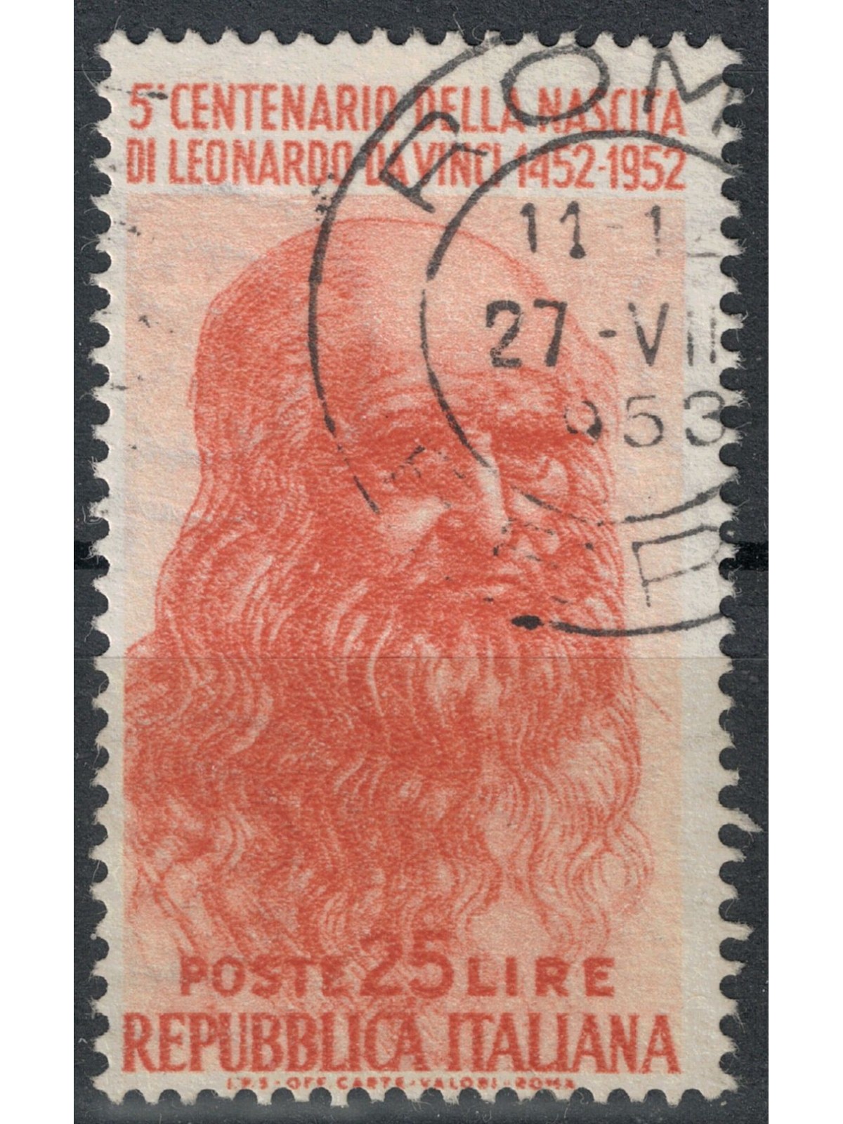 ITALIA 1952 Leonardo da Vinci £25 (3ª tiratura) us