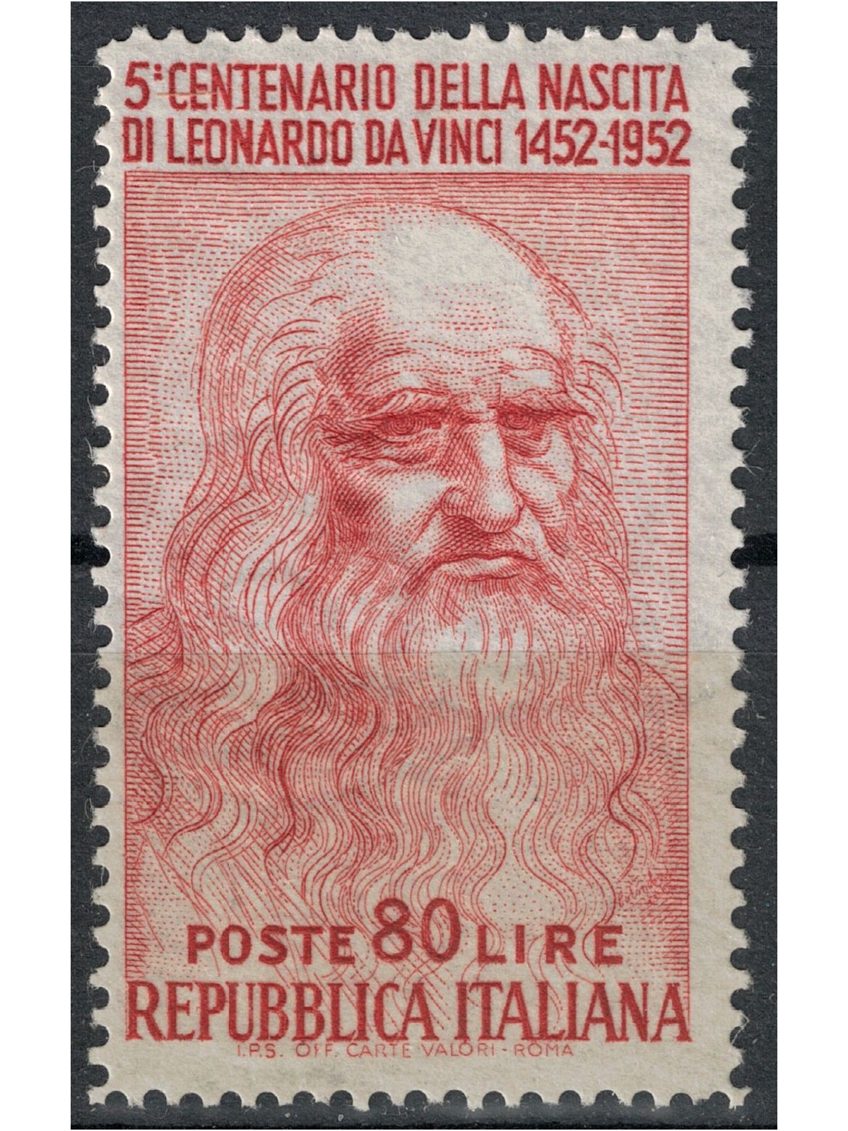 ITALIA 1952 Leonardo da Vinci £80 (dent. 14x13¼) MNH**