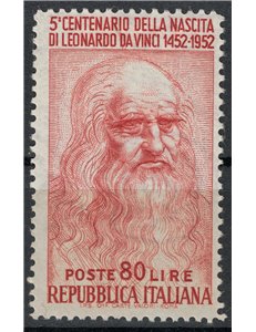 ITALIA 1952 Leonardo da Vinci £80 (dent. 13¼x13) MH*