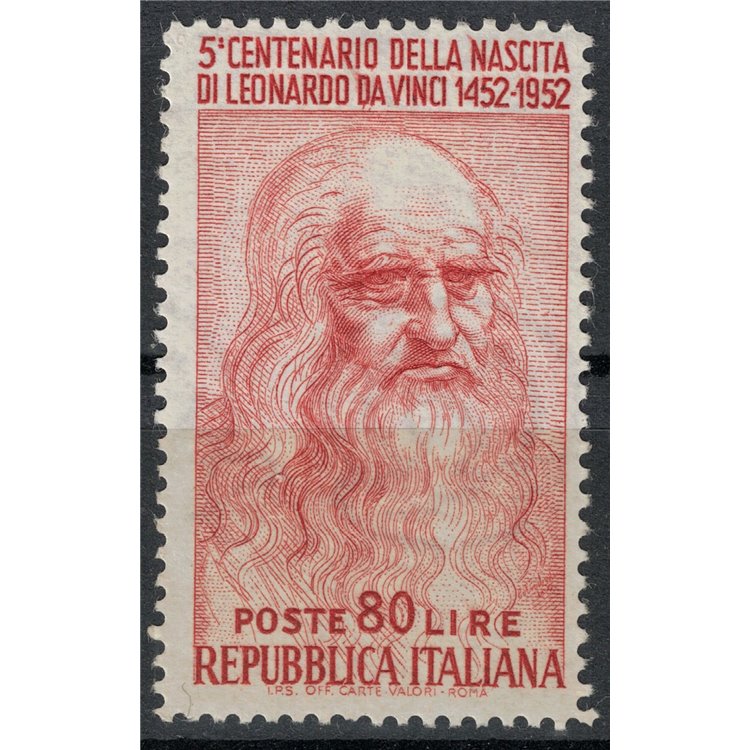 ITALY 1952 Leonardo da Vinci £80 (perf. 13¼x13) MH*