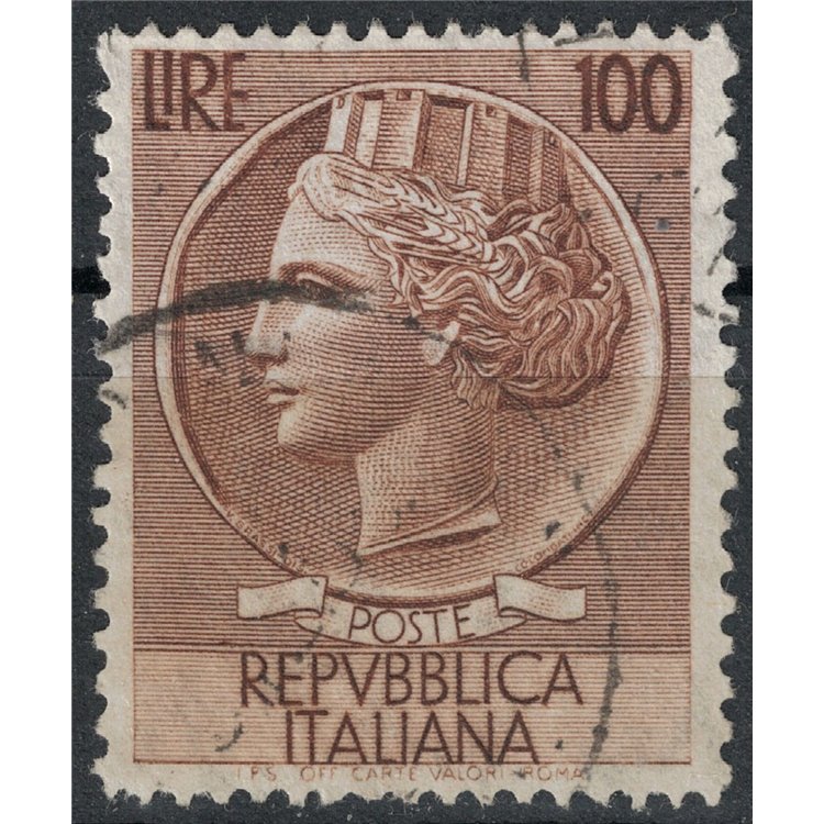 ITALIA 1955 Siracusana £100 (dent. 13¼x12¼) us