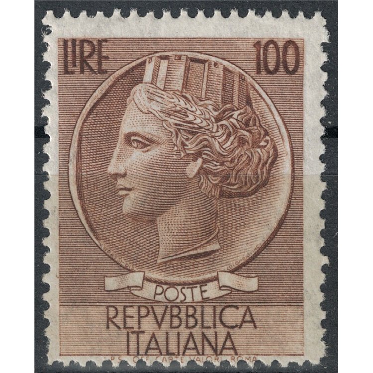ITALY 1955 Siracusana £100 (dent. 13¼x12¼) MNH**