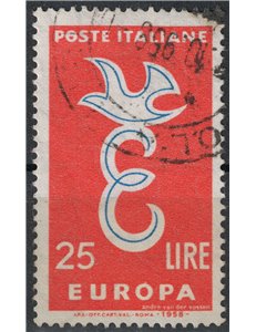 ITALIA 1958 Europa £25 (O deformata) us