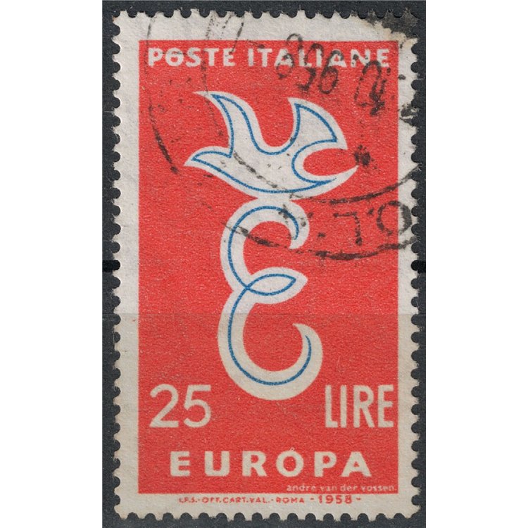 ITALY 1958 Europa £25 (O deformed) us