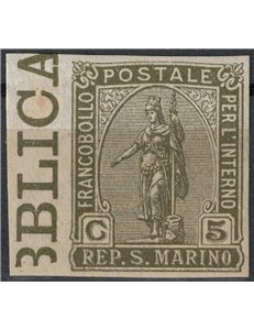 SAN MARINO 1922 Variety 5c Statue of Liberty (imperforated) MNH**