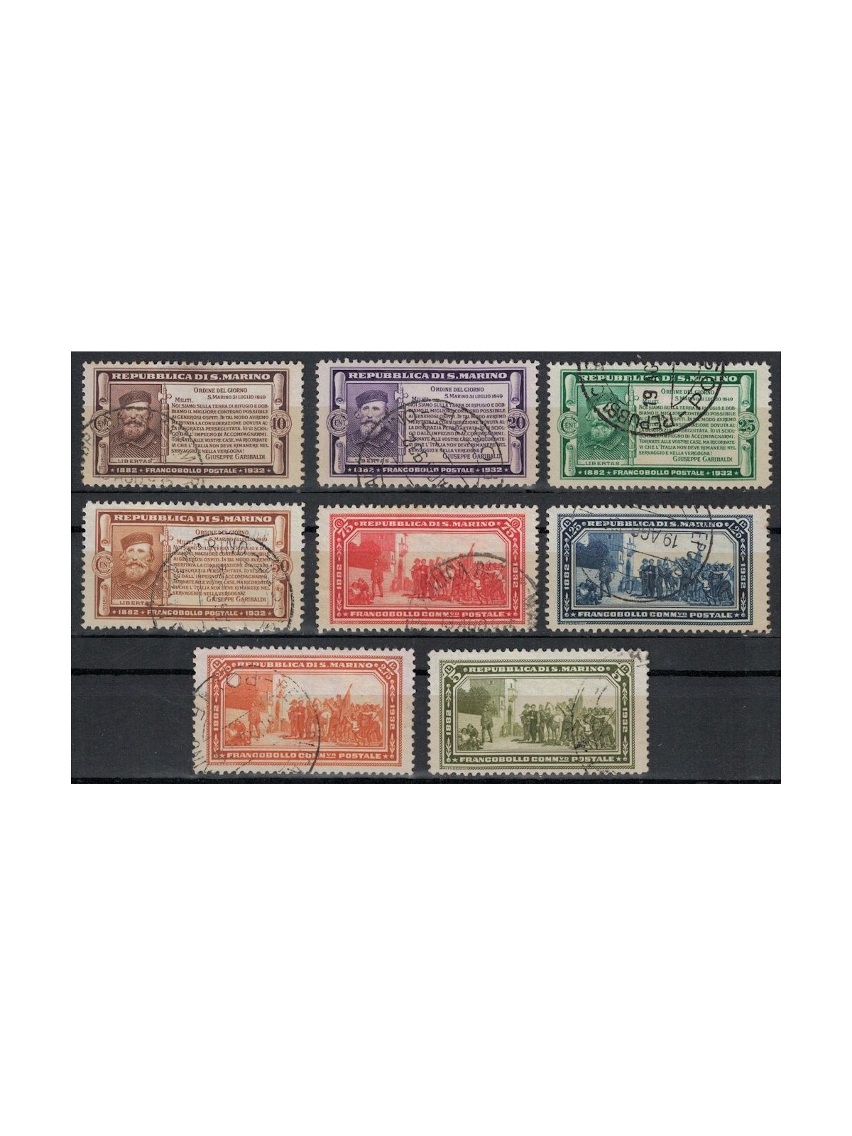 SAN MARINO 1932 Giuseppe Garibaldi 8v us ©