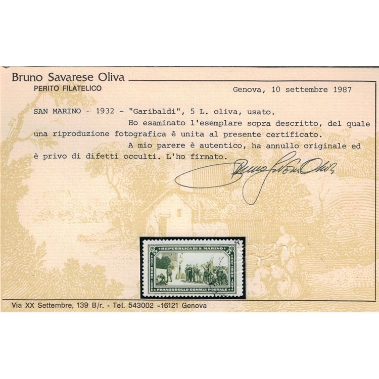 SAN MARINO 1932 Giuseppe Garibaldi 8v us ©