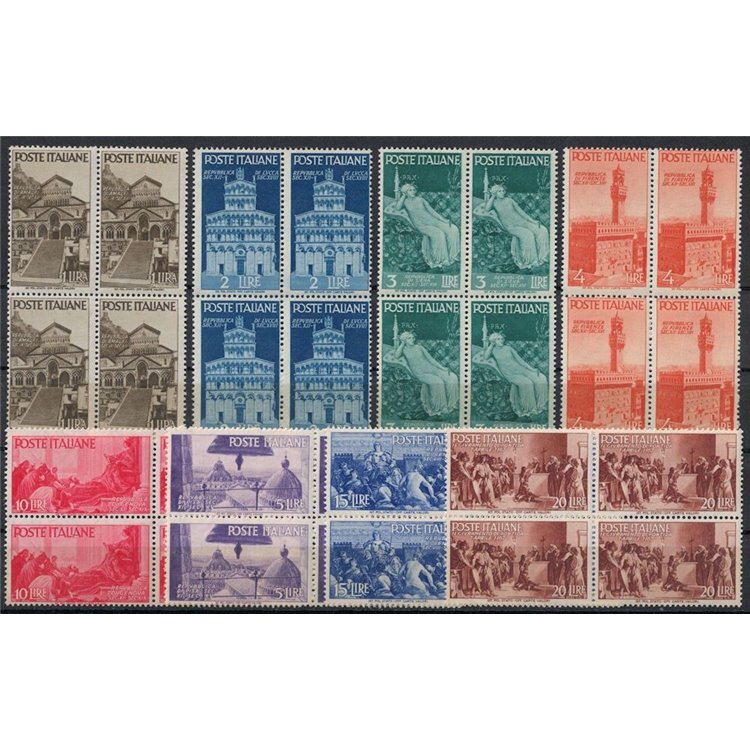 ITALY 1946 Advent of the Republic (in block of four) 8v MNH**
