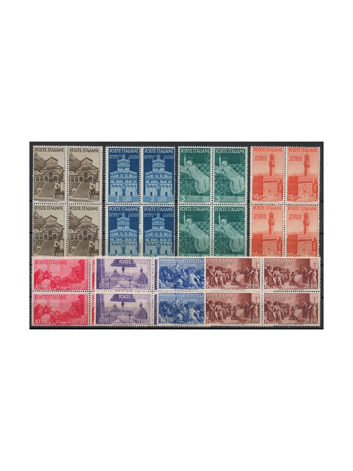 ITALIA 1946 Avvento della Repubblica (in quartina) 8v MNH**