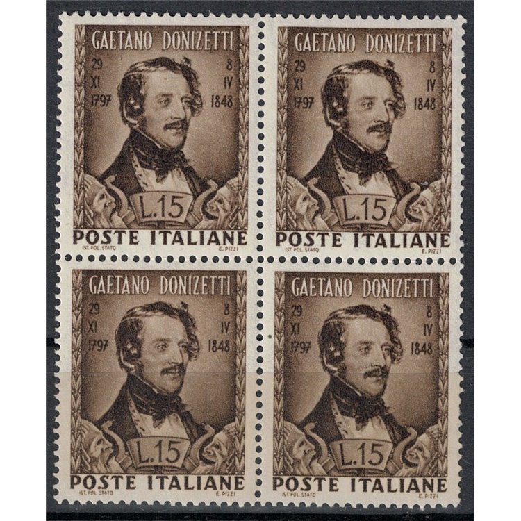 ITALY 1948 Gaetano Donizetti (in block of four) MNH**