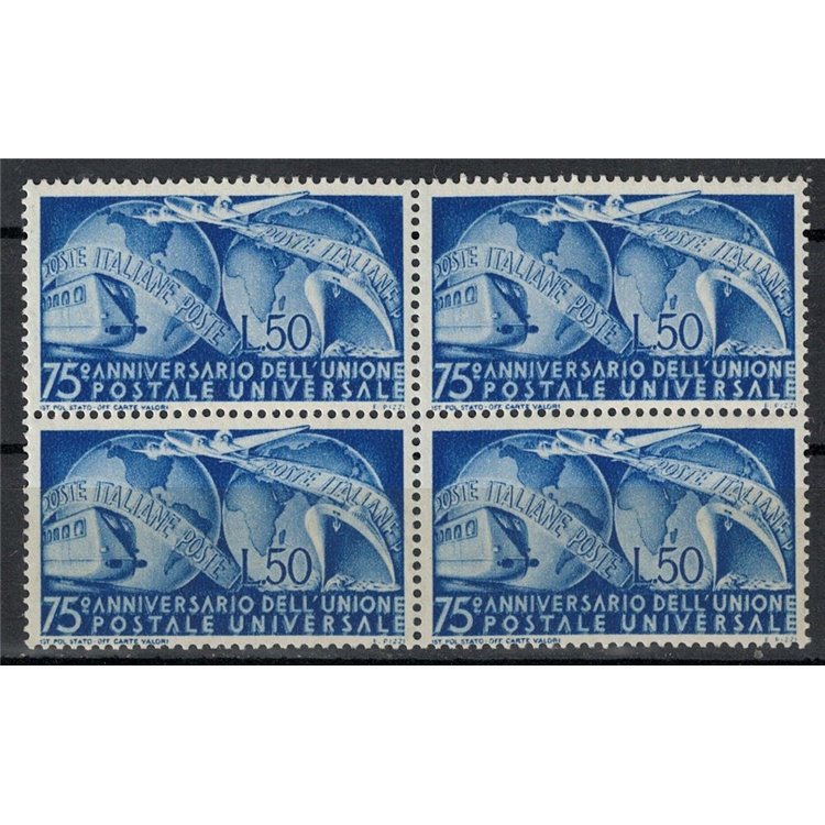 ITALY 1949 Upu Anniversary (in block of four) MNH**