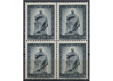 ITALIA 1949 Giuseppe Mazzini (in quartina) MNH**