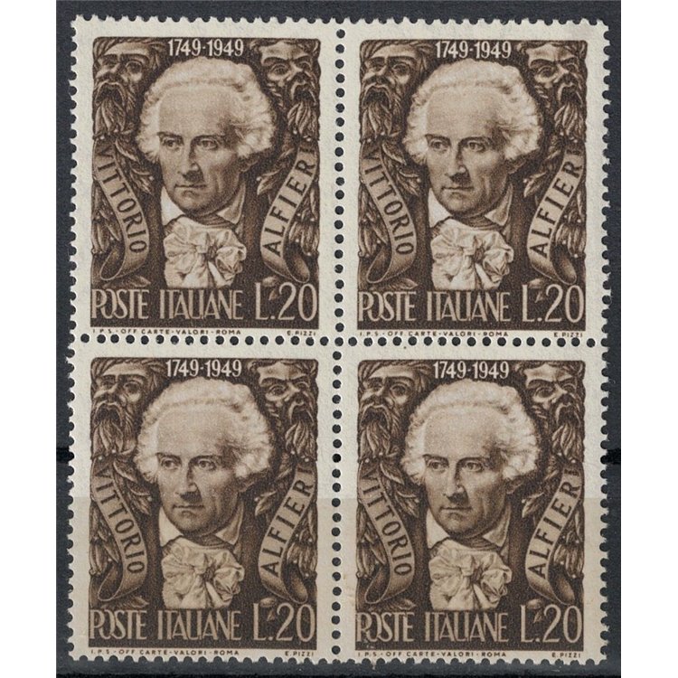 ITALY 1949 Vittorio Alfieri (in block of four) MNH**