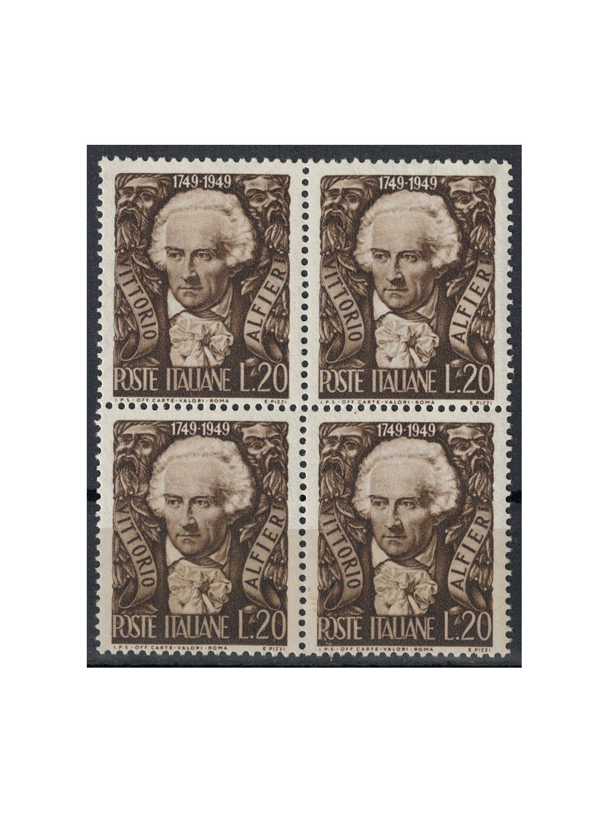 ITALY 1949 Vittorio Alfieri (in block of four) MNH**