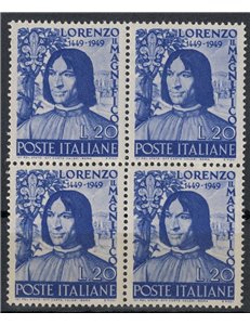 ITALIA 1949 Lorenzo il Magnifico (in quartina) MNH**