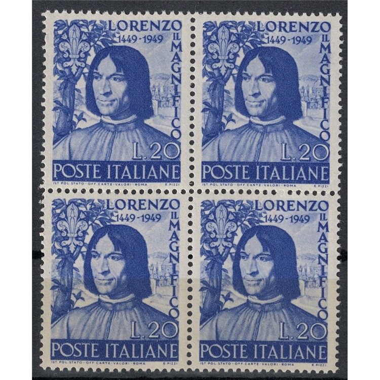 ITALIA 1949 Lorenzo il Magnifico (in quartina) MNH**