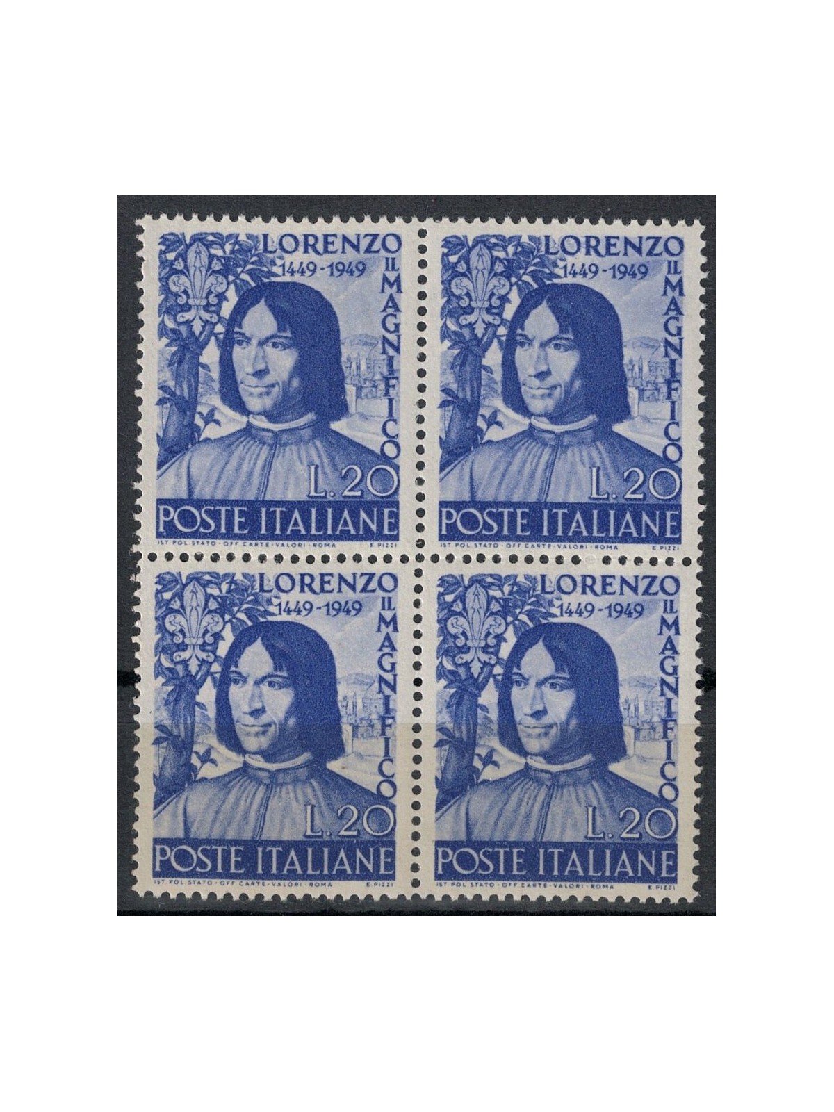 ITALIA 1949 Lorenzo il Magnifico (in quartina) MNH**