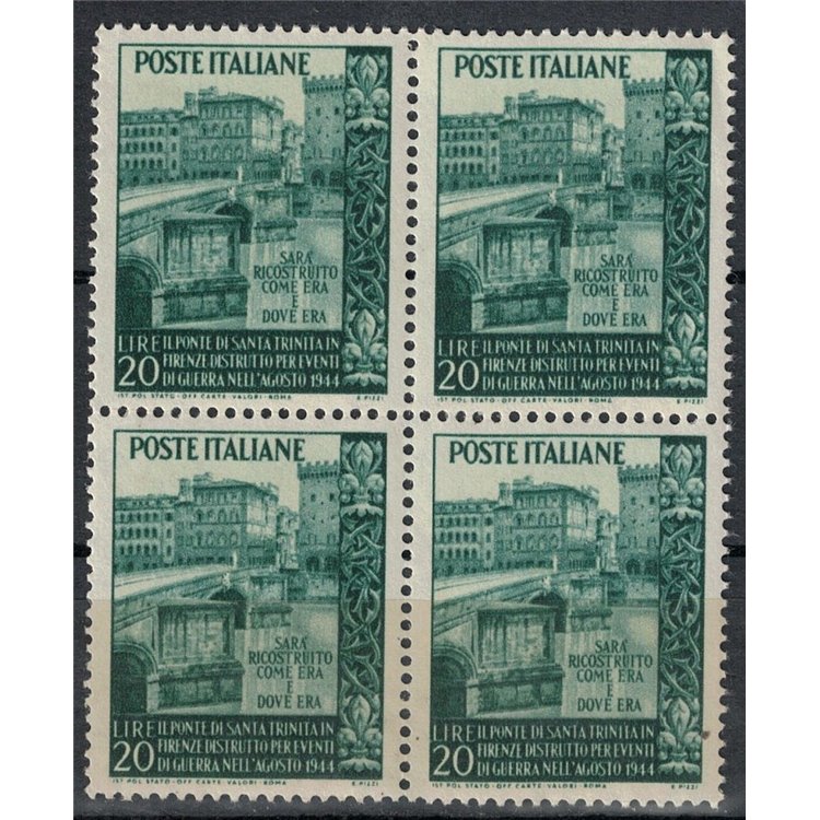 ITALIA 1949 Ponte Santa Trinità (in quartina) MNH**