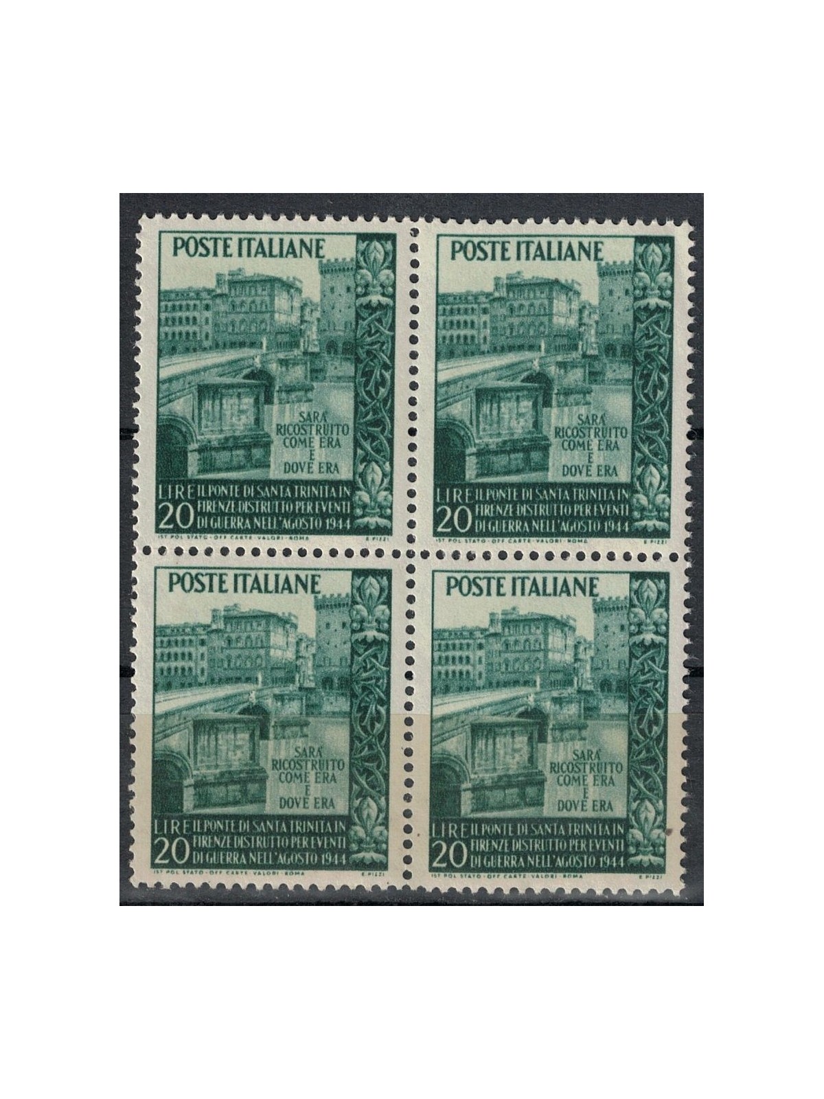 ITALIA 1949 Ponte Santa Trinità (in quartina) MNH**